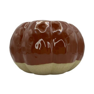 Two Toned Glazed Pottery Pumpkin Vase Pre-owned